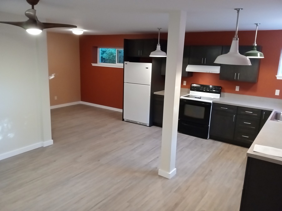 Finished basement apartment kitchen